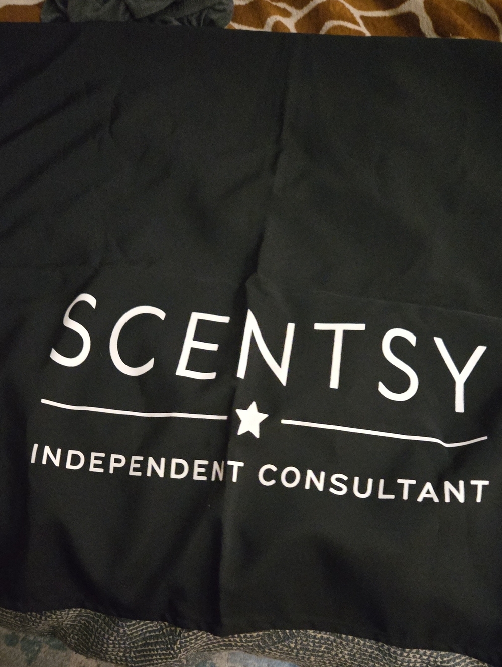 Scentsy Black Tablecloth with White Logo On Each Side 102" X 60"